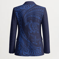 Hawaiian Turtle and Shark Blazer Kakau Tribal with Polynesian Pattern Blue Color LT03 - Polynesian Pride