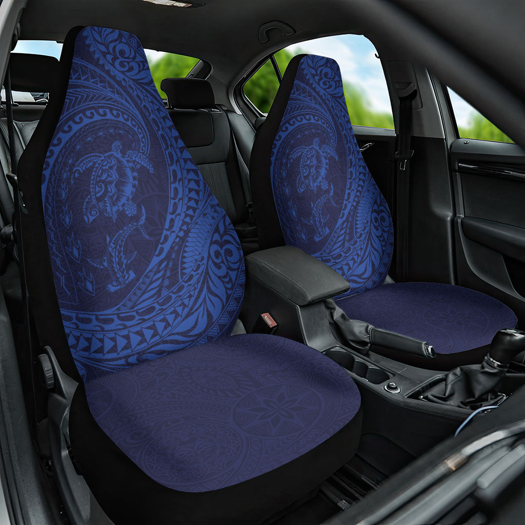Hawaiian Turtle and Shark Car Seat Cover Kakau Tribal with Polynesian Pattern Blue Color LT03 One Size Blue - Polynesian Pride