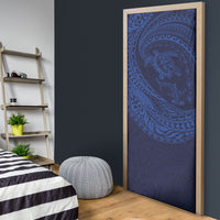 Hawaiian Turtle and Shark Door Cover Kakau Tribal with Polynesian Pattern Blue Color LT03 - Polynesian Pride