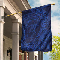 Hawaiian Turtle and Shark Garden Flag Kakau Tribal with Polynesian Pattern Blue Color LT03 House Flag Blue - Polynesian Pride