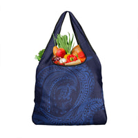 Hawaiian Turtle and Shark Grocery Bag Kakau Tribal with Polynesian Pattern Blue Color LT03 1-pack One Size Blue - Polynesian Pride