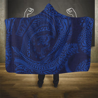 Hawaiian Turtle and Shark Hooded Blanket Kakau Tribal with Polynesian Pattern Blue Color LT03 - Polynesian Pride