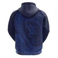 Hawaiian Turtle and Shark Hoodie Kakau Tribal with Polynesian Pattern Blue Color LT03 - Polynesian Pride