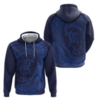 Hawaiian Turtle and Shark Hoodie Kakau Tribal with Polynesian Pattern Blue Color LT03 - Polynesian Pride