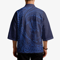 Hawaiian Turtle and Shark Kimono Kakau Tribal with Polynesian Pattern Blue Color LT03 - Polynesian Pride