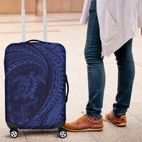 Hawaiian Turtle and Shark Luggage Cover Kakau Tribal with Polynesian Pattern Blue Color LT03 Blue - Polynesian Pride