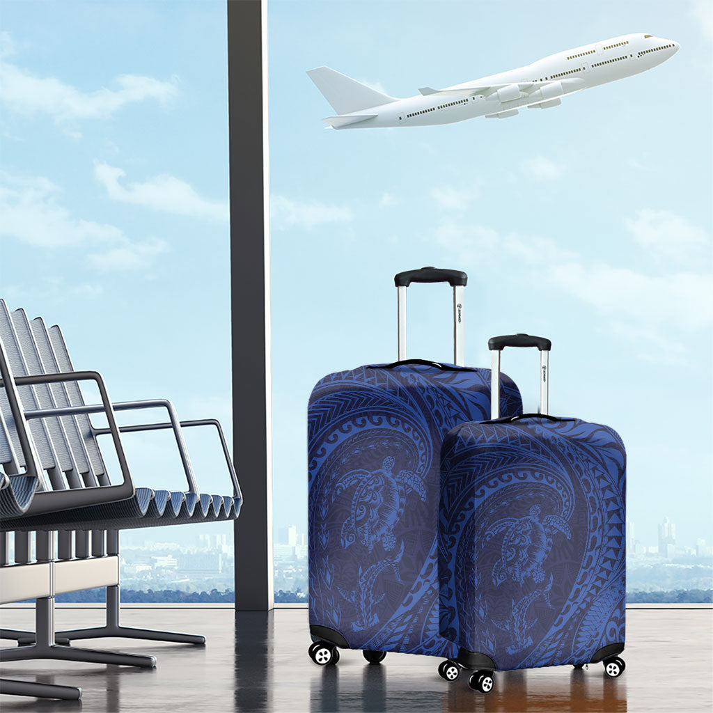 Hawaiian Turtle and Shark Luggage Cover Kakau Tribal with Polynesian Pattern Blue Color LT03 - Polynesian Pride