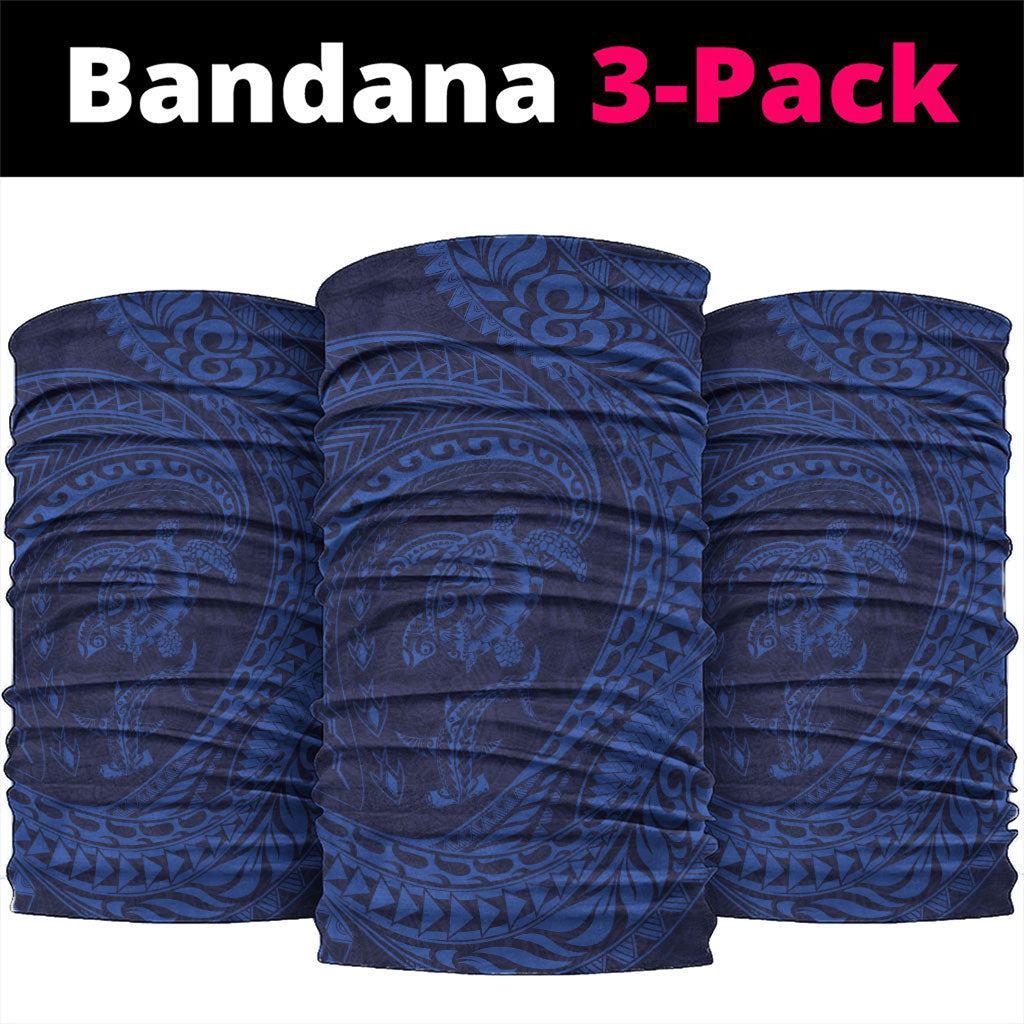 Hawaiian Turtle and Shark Neck Gaiter Kakau Tribal with Polynesian Pattern Blue Color LT03 package One Size: 25*50cm Blue - Polynesian Pride