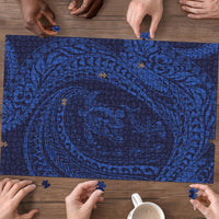 Hawaiian Turtle and Shark Puzzle Kakau Tribal with Polynesian Pattern Blue Color LT03 - Polynesian Pride