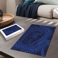 Hawaiian Turtle and Shark Puzzle Kakau Tribal with Polynesian Pattern Blue Color LT03 - Polynesian Pride