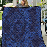 Hawaiian Turtle and Shark Quilt Kakau Tribal with Polynesian Pattern Blue Color LT03 Blue - Polynesian Pride