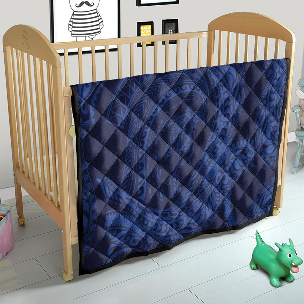 Hawaiian Turtle and Shark Quilt Kakau Tribal with Polynesian Pattern Blue Color LT03 - Polynesian Pride