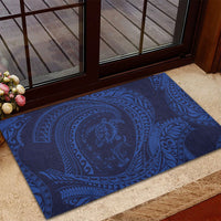 Hawaiian Turtle and Shark Rubber Doormat Kakau Tribal with Polynesian Pattern Blue Color LT03 - Polynesian Pride