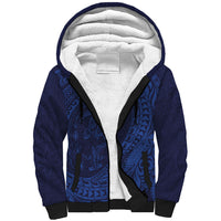 Hawaiian Turtle and Shark Sherpa Hoodie Kakau Tribal with Polynesian Pattern Blue Color LT03 Unisex Blue - Polynesian Pride