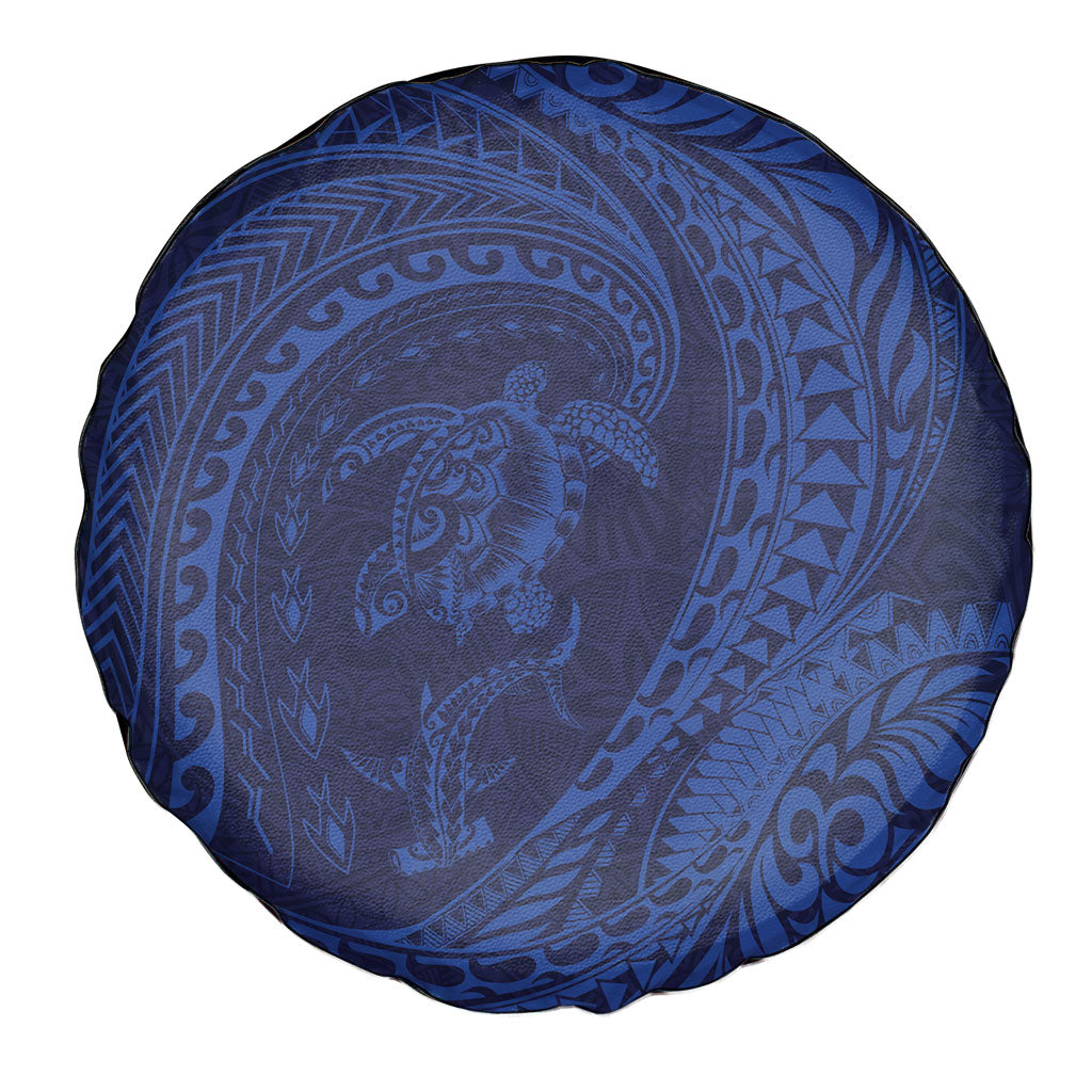 Hawaiian Turtle and Shark Spare Tire Cover Kakau Tribal with Polynesian Pattern Blue Color LT03 - Polynesian Pride