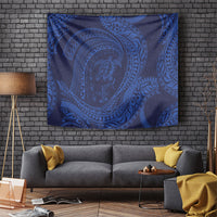 Hawaiian Turtle and Shark Tapestry Kakau Tribal with Polynesian Pattern Blue Color LT03 Blue - Polynesian Pride