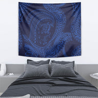 Hawaiian Turtle and Shark Tapestry Kakau Tribal with Polynesian Pattern Blue Color LT03 - Polynesian Pride