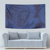 Hawaiian Turtle and Shark Tapestry Kakau Tribal with Polynesian Pattern Blue Color LT03 - Polynesian Pride