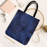Hawaiian Turtle and Shark Tote Bag Kakau Tribal with Polynesian Pattern Blue Color LT03 Black Strap One Size Blue - Polynesian Pride
