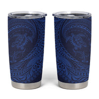 Hawaiian Turtle and Shark Tumbler Cup Kakau Tribal with Polynesian Pattern Blue Color LT03 Blue - Polynesian Pride