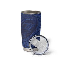 Hawaiian Turtle and Shark Tumbler Cup Kakau Tribal with Polynesian Pattern Blue Color LT03 - Polynesian Pride