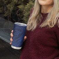 Hawaiian Turtle and Shark Tumbler Cup Kakau Tribal with Polynesian Pattern Blue Color LT03 - Polynesian Pride
