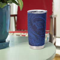 Hawaiian Turtle and Shark Tumbler Cup Kakau Tribal with Polynesian Pattern Blue Color LT03 - Polynesian Pride