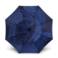 Hawaiian Turtle and Shark Umbrella Kakau Tribal with Polynesian Pattern Blue Color LT03 One Size Folded 11.42 inch Opened Diameter 37.4 inch Blue - Polynesian Pride
