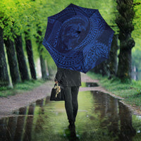 Hawaiian Turtle and Shark Umbrella Kakau Tribal with Polynesian Pattern Blue Color LT03 - Polynesian Pride