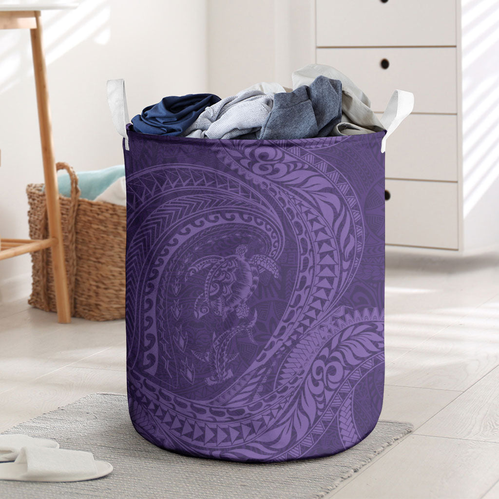 Hawaiian Turtle and Shark Laundry Basket Kakau Tribal with Polynesian Pattern Purple Color LT03 Purple - Polynesian Pride