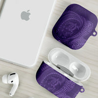 Hawaiian Turtle and Shark AirPods Case Kakau Tribal with Polynesian Pattern Purple Color LT03 - Polynesian Pride