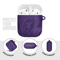 Hawaiian Turtle and Shark AirPods Case Kakau Tribal with Polynesian Pattern Purple Color LT03 - Polynesian Pride