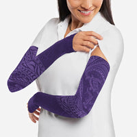 Hawaiian Turtle and Shark Arm Sleeves Kakau Tribal with Polynesian Pattern Purple Color LT03 - Polynesian Pride