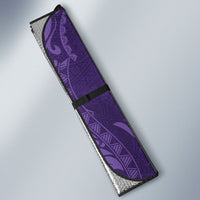 Hawaiian Turtle and Shark Auto Sun Shade Kakau Tribal with Polynesian Pattern Purple Color LT03 - Polynesian Pride