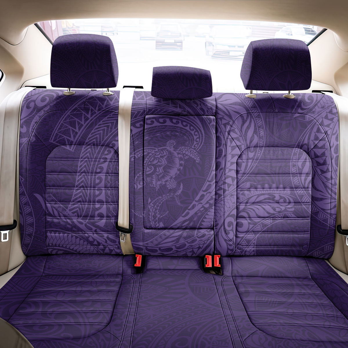 Hawaiian Turtle and Shark Back Car Seat Cover Kakau Tribal with Polynesian Pattern Purple Color LT03 - Polynesian Pride