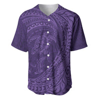 Hawaiian Turtle and Shark Baseball Jersey Kakau Tribal with Polynesian Pattern Purple Color LT03 Purple - Polynesian Pride