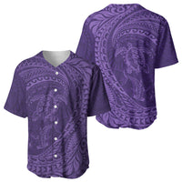 Hawaiian Turtle and Shark Baseball Jersey Kakau Tribal with Polynesian Pattern Purple Color LT03 - Polynesian Pride