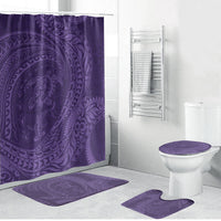 Hawaiian Turtle and Shark Bathroom Set Kakau Tribal with Polynesian Pattern Purple Color LT03 Bathroom Set (4 pcs) Purple - Polynesian Pride