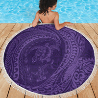 Hawaiian Turtle and Shark Beach Blanket Kakau Tribal with Polynesian Pattern Purple Color LT03 - Polynesian Pride
