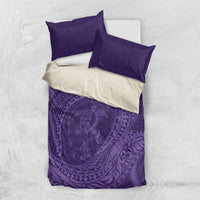 Hawaiian Turtle and Shark Bedding Set Kakau Tribal with Polynesian Pattern Purple Color LT03 US Twin 172cm x 218cm Purple - Polynesian Pride