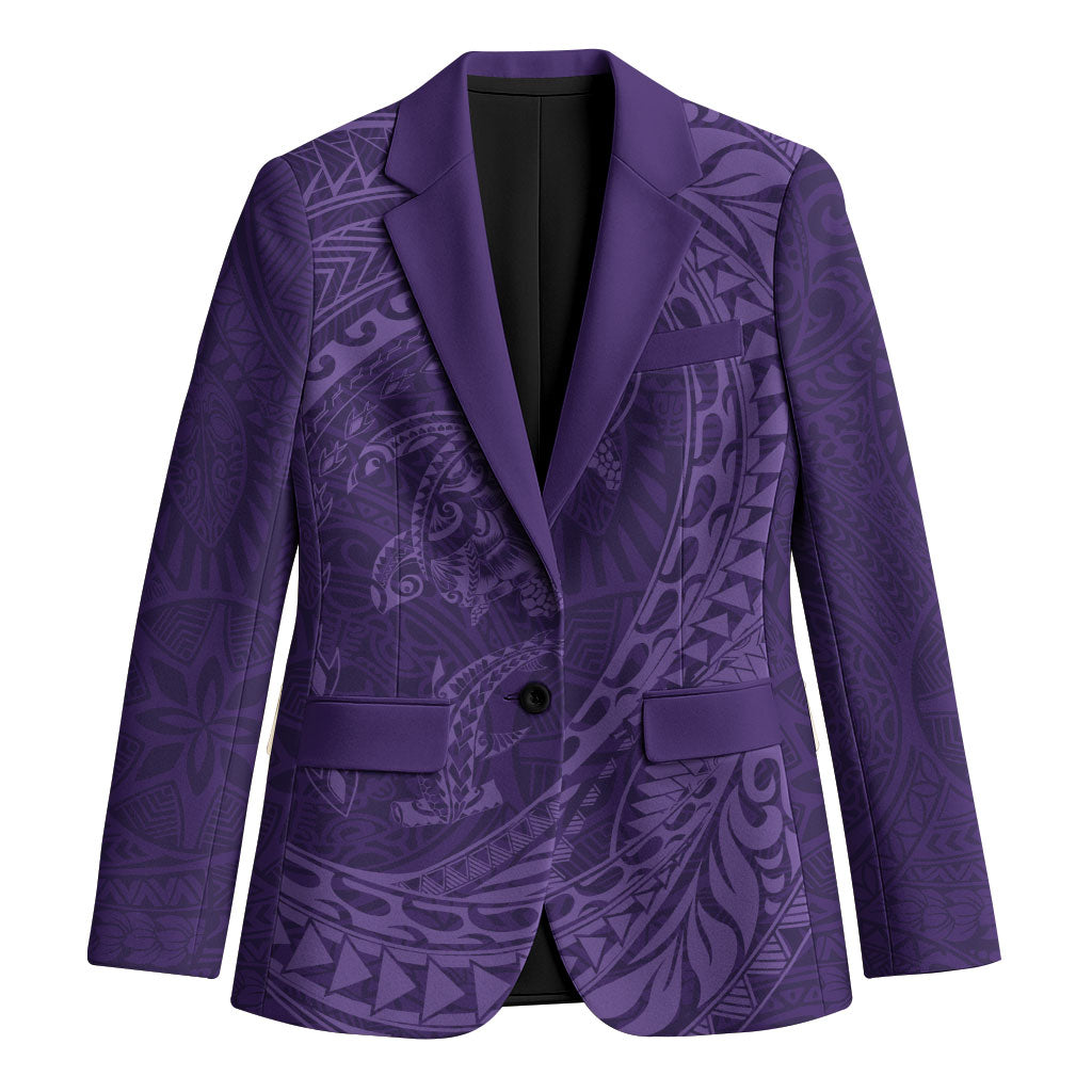 Hawaiian Turtle and Shark Blazer Kakau Tribal with Polynesian Pattern Purple Color LT03 Unisex Purple - Polynesian Pride