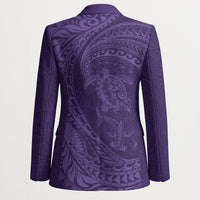 Hawaiian Turtle and Shark Blazer Kakau Tribal with Polynesian Pattern Purple Color LT03 - Polynesian Pride