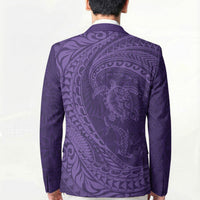 Hawaiian Turtle and Shark Blazer Kakau Tribal with Polynesian Pattern Purple Color LT03 - Polynesian Pride