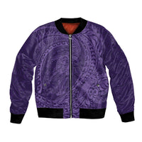 Hawaiian Turtle and Shark Bomber Jacket Kakau Tribal with Polynesian Pattern Purple Color LT03 Unisex Purple - Polynesian Pride