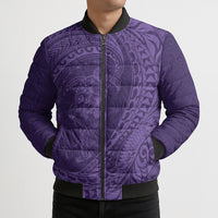 Hawaiian Turtle and Shark Bomber Puffer Jacket Kakau Tribal with Polynesian Pattern Purple Color LT03 - Polynesian Pride