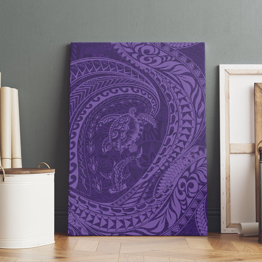 Hawaiian Turtle and Shark Canvas Wall Art Kakau Tribal with Polynesian Pattern Purple Color LT03 - Polynesian Pride