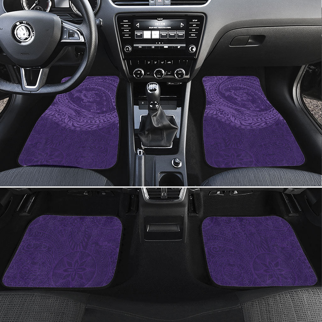 Hawaiian Turtle and Shark Car Mats Kakau Tribal with Polynesian Pattern Purple Color LT03 Set 4pcs Purple - Polynesian Pride