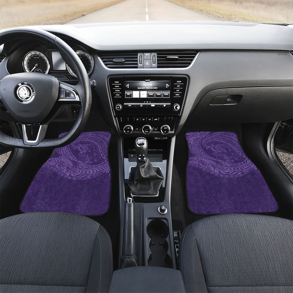 Hawaiian Turtle and Shark Car Mats Kakau Tribal with Polynesian Pattern Purple Color LT03 Set 2pcs - Front Purple - Polynesian Pride