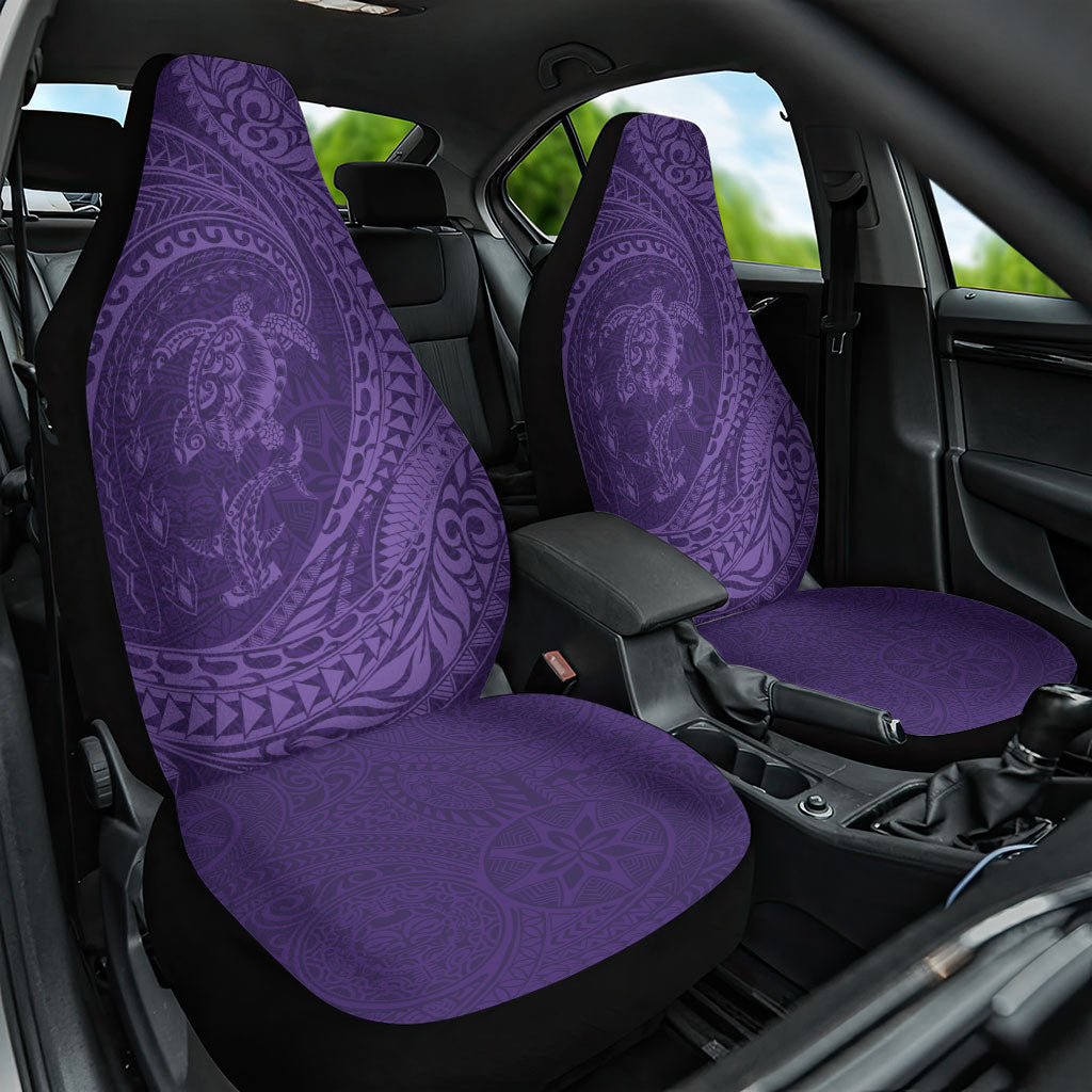 Hawaiian Turtle and Shark Car Seat Cover Kakau Tribal with Polynesian Pattern Purple Color LT03 One Size Purple - Polynesian Pride