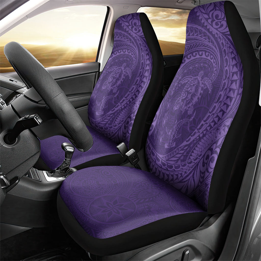 Hawaiian Turtle and Shark Car Seat Cover Kakau Tribal with Polynesian Pattern Purple Color LT03 - Polynesian Pride